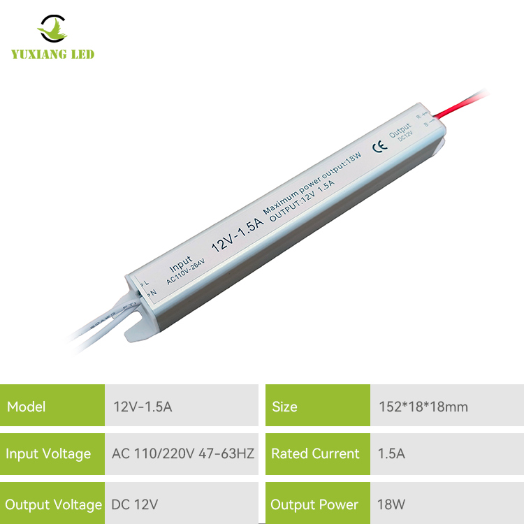 12v 1.5a 18W zilverachtig Ultra smal ultra dun Ultra Slim Led-voeding