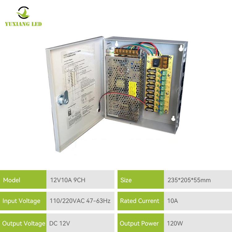 12V 10A 9CH CCTV-voedingskast