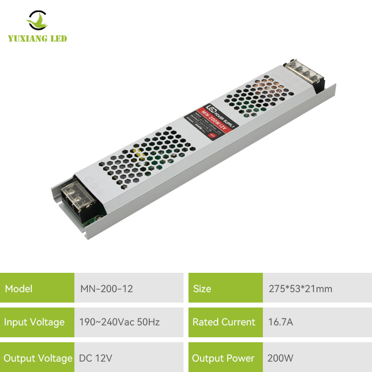 12v 200w ultradunne led-voeding