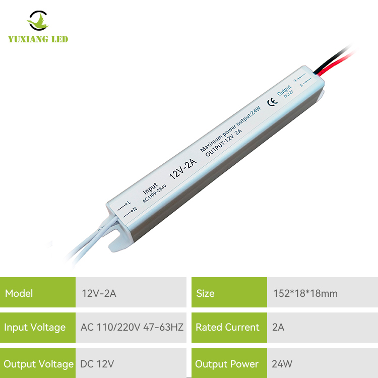 12V 2A 24W zilverachtig Ultra smal ultra dun Ultra Slim Led-voeding