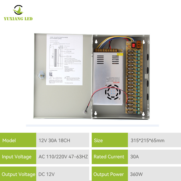 12V 30A 18CH CCTV-voedingskast