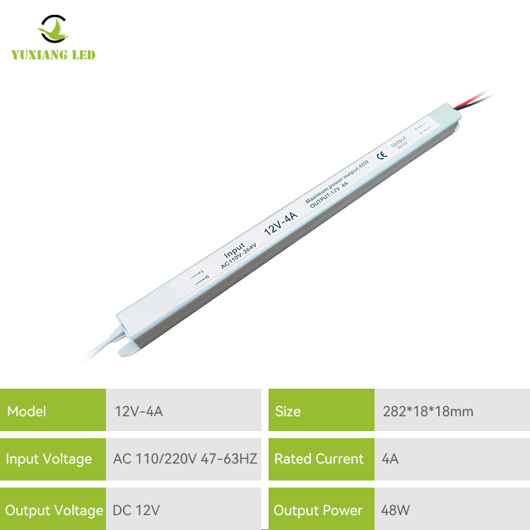 12V 4A 48W zilverachtig Ultra smal ultra dun Ultra Slim Led-voeding