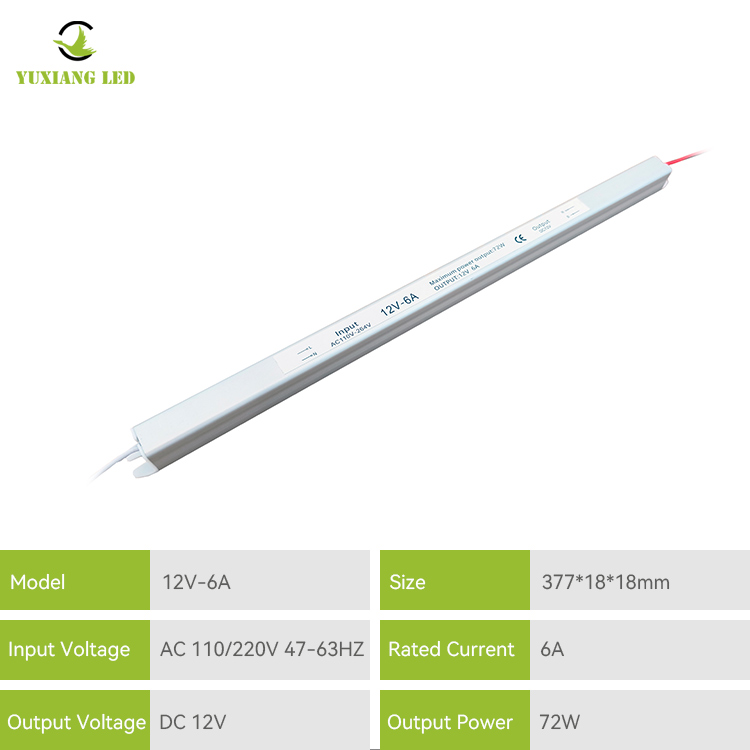 12V 6A 60W zilverachtig Ultra smal ultra dun Ultra Slim Led-voeding