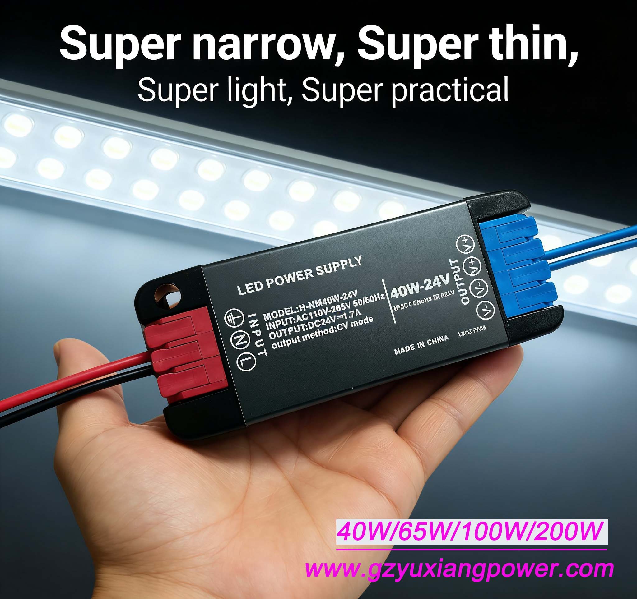 12V/24V mini ultradunne DC LED-verlichtingsvoeding met groot spanningsbereik, klein formaat, hoog vermogen.