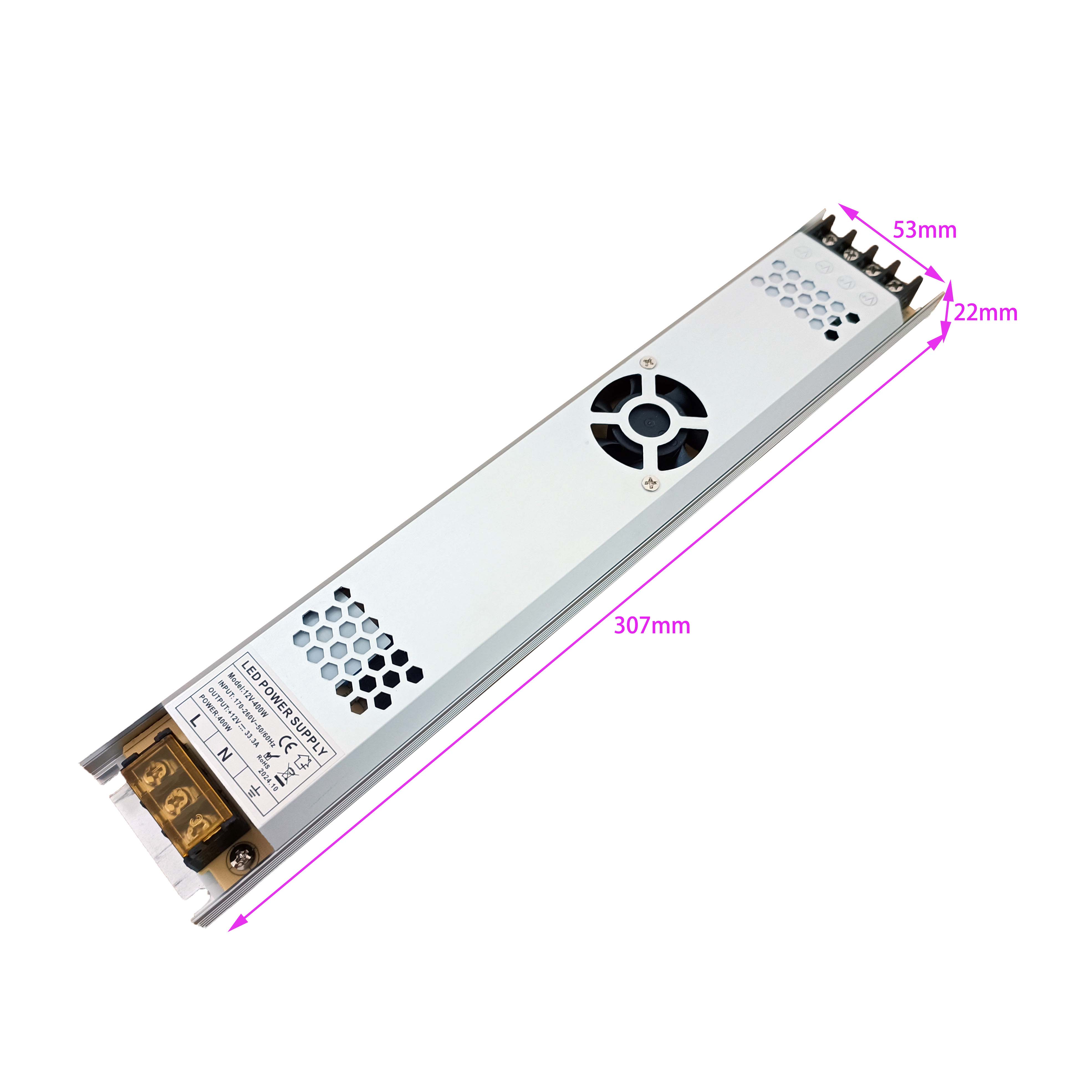 DC 12v 400w ultradunne led-lichtbakvoeding