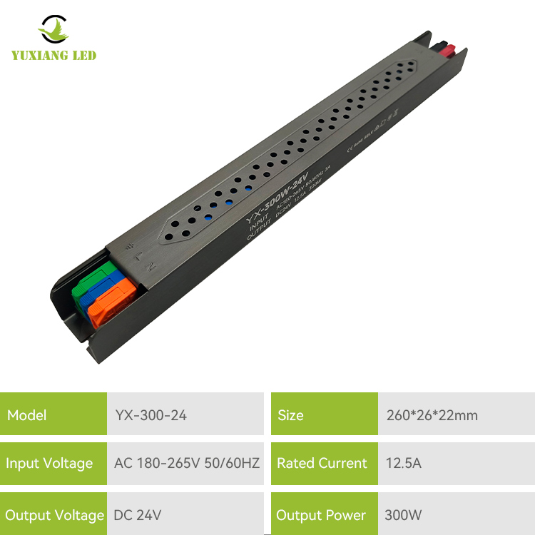 24V 300W LED ultrafijne lineaire semi-lijmgevulde voeding