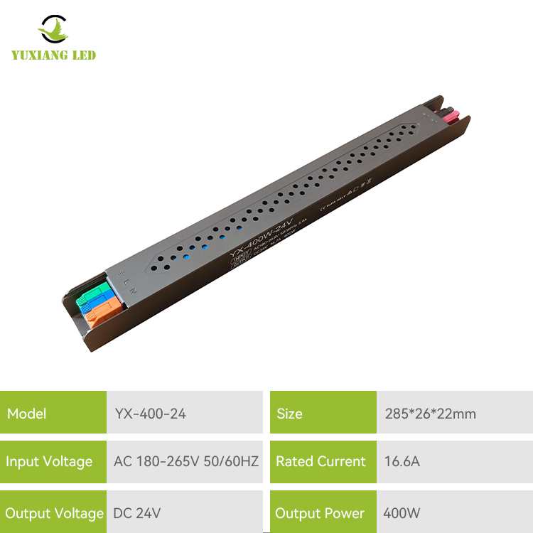 24V 400W LED ultrafijne lineaire semi-lijmgevulde voeding