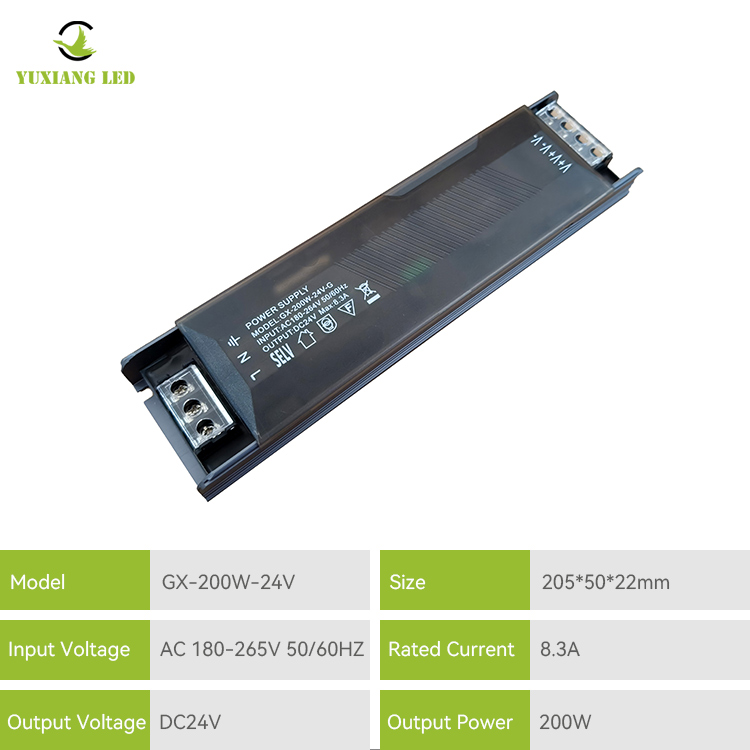 Halfgevulde, slanke LED-schakelende voeding van 24V200W met constante spanning