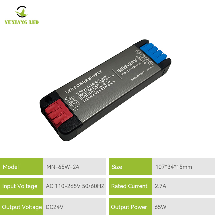 24V65W mini-LED ultradunne gelijkstroomvoeding met groot voltage