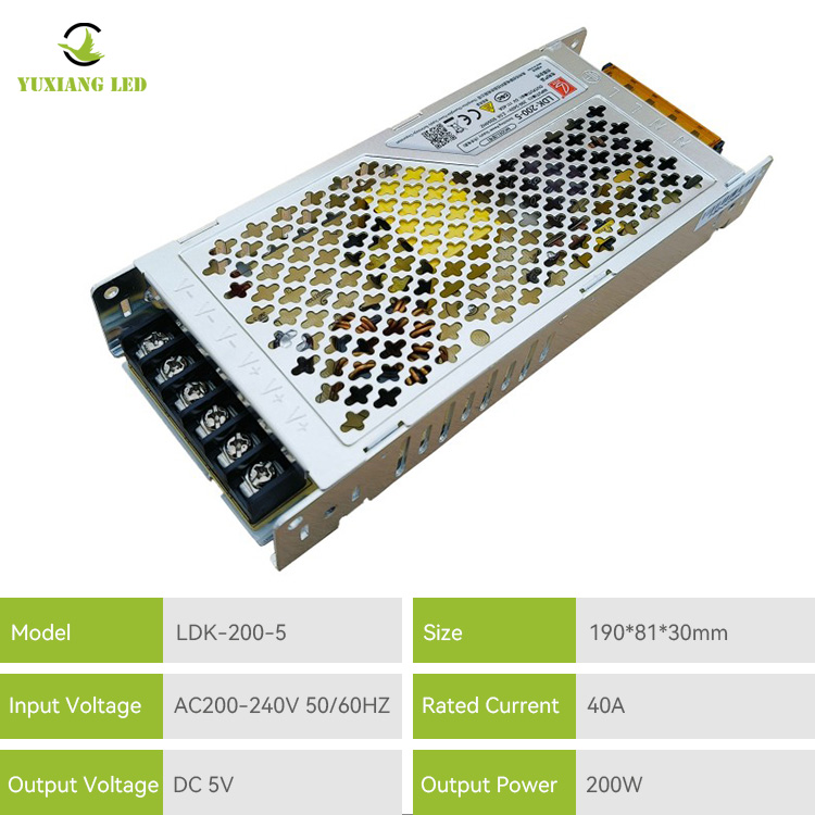 AC/DC ultradunne LED-displayvoeding LDK-200-5