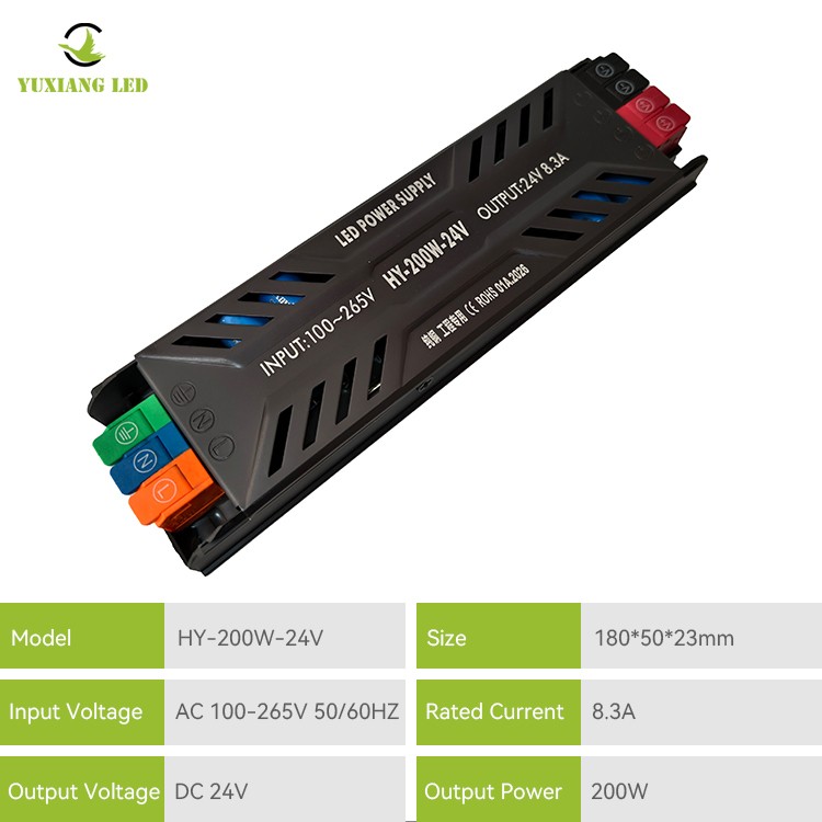 DC 24V 200W Ultradunne half-ingegoten LED-voeding