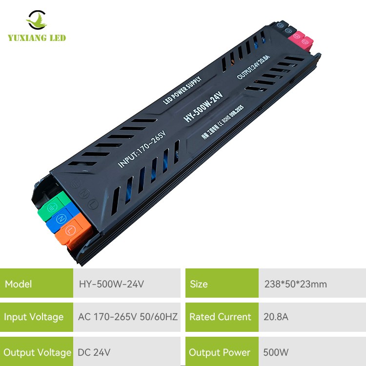 DC 24V 500W Ultradunne half-ingegoten LED-voeding