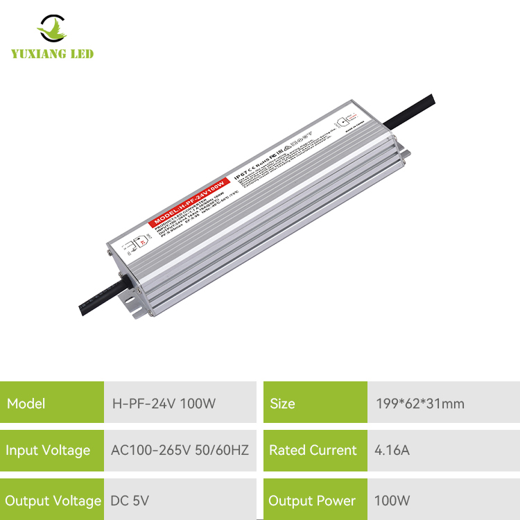 Hoge PF Ip67 24v 100w waterdichte led-voeding