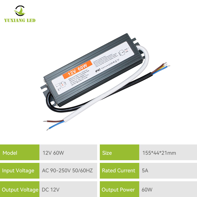 IP67 12V 60W A-serie waterdichte led-voeding